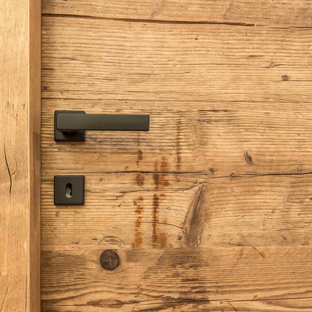 Porta in legno con dettagli unici e caratteristici del legno