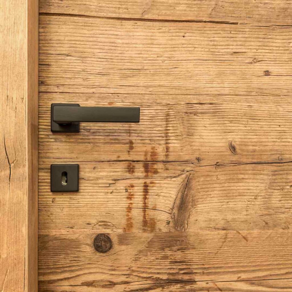 Legno con segni di ruggine visibili